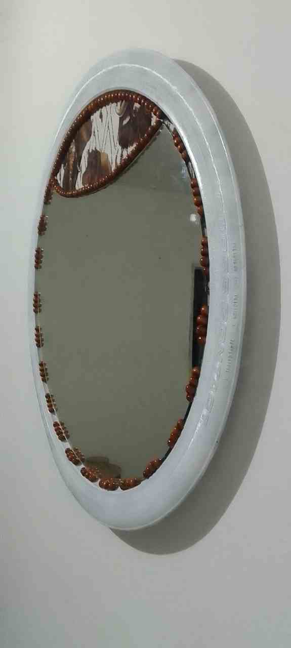 Upcycled tyre wall mirror