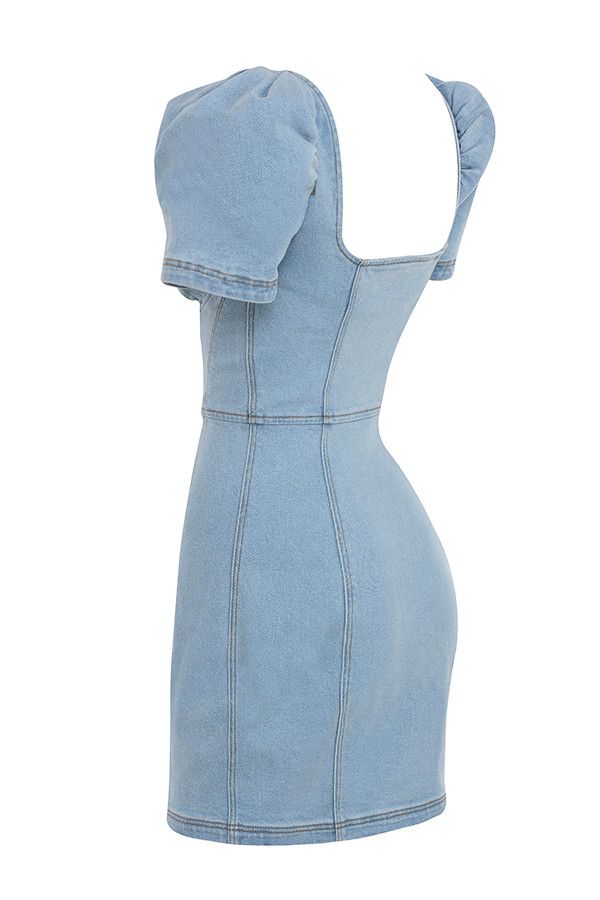 AUNTHETIC HOUSE OF CB Opera Pale Denim Corset Dress